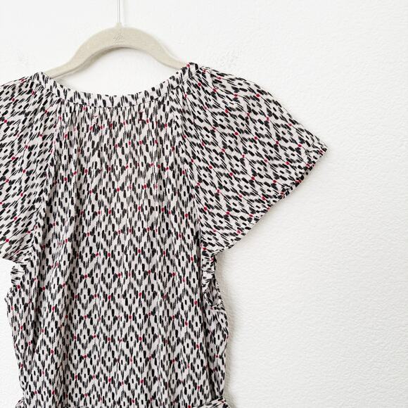 [XÍRENA] Haven Tile Geometric Print Cassi Jumpsuit Belt Flutter Sleeves Sz Large - Picture 10 of 13